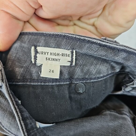 Madewell Curvy High Rise Skinny Jeans Womens Size 26 Gray Distressed Stretch - Picture 4 of 11